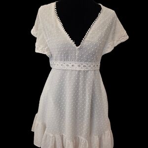 Showpo Bright White Polka Dot Lace Dress Size 8 Womens